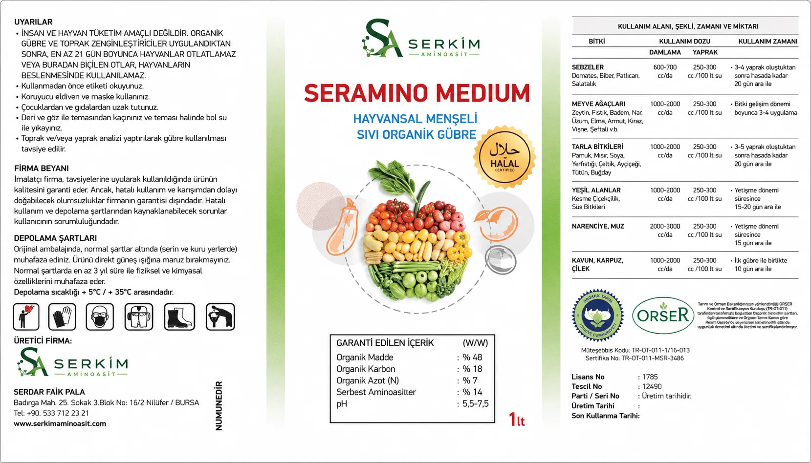 Ser Amino - Medium · ürün etiketi 1