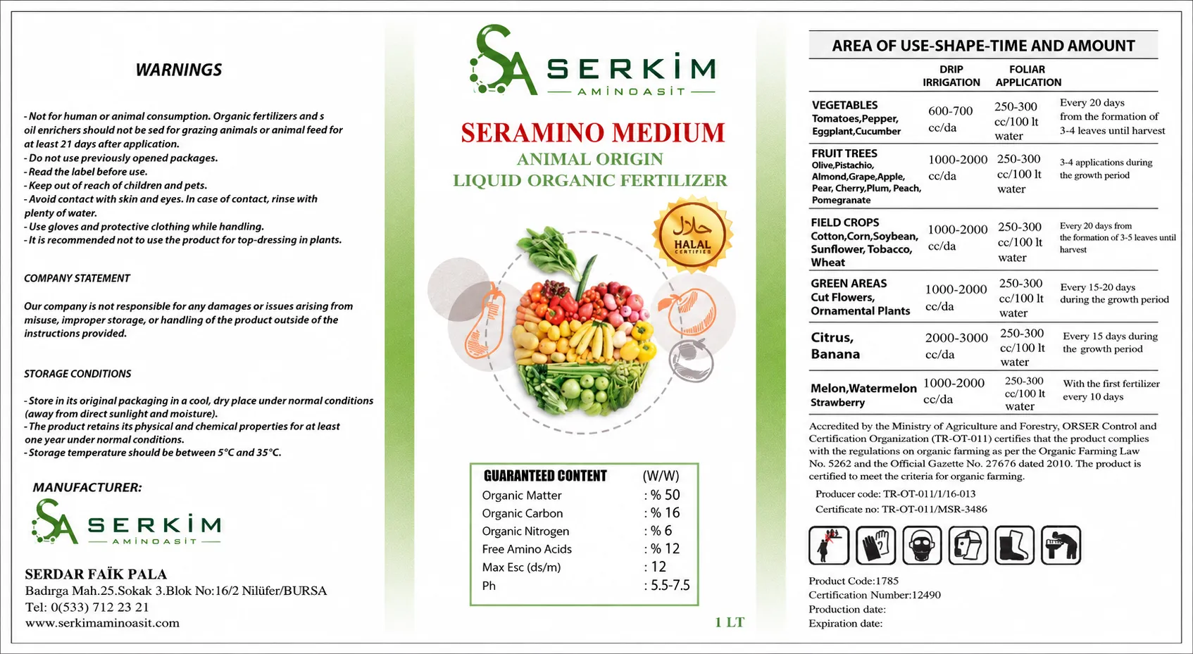 Ser Amino - Medium · ürün etiketi 2